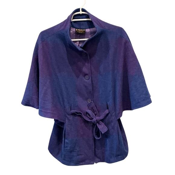 Triona Design Ireland Aoife Irish Tweed Cape Size Small Purple Square Irish Wool - Picture 5 of 15